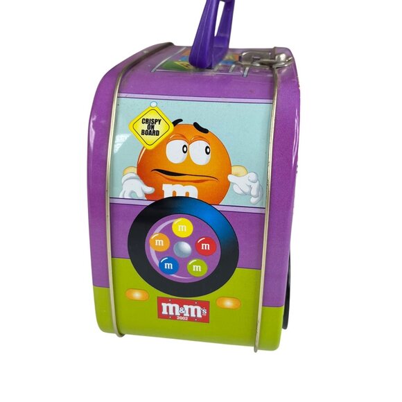 M&Ms 2002 Tin Lunchbox Bus Shaped Purple Handle Latch Vintage - Picture 5 of 11